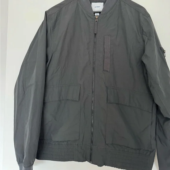 Old Navy Water Resistant Nylon Bomber Jacket in Grey - Picture 5 of 5